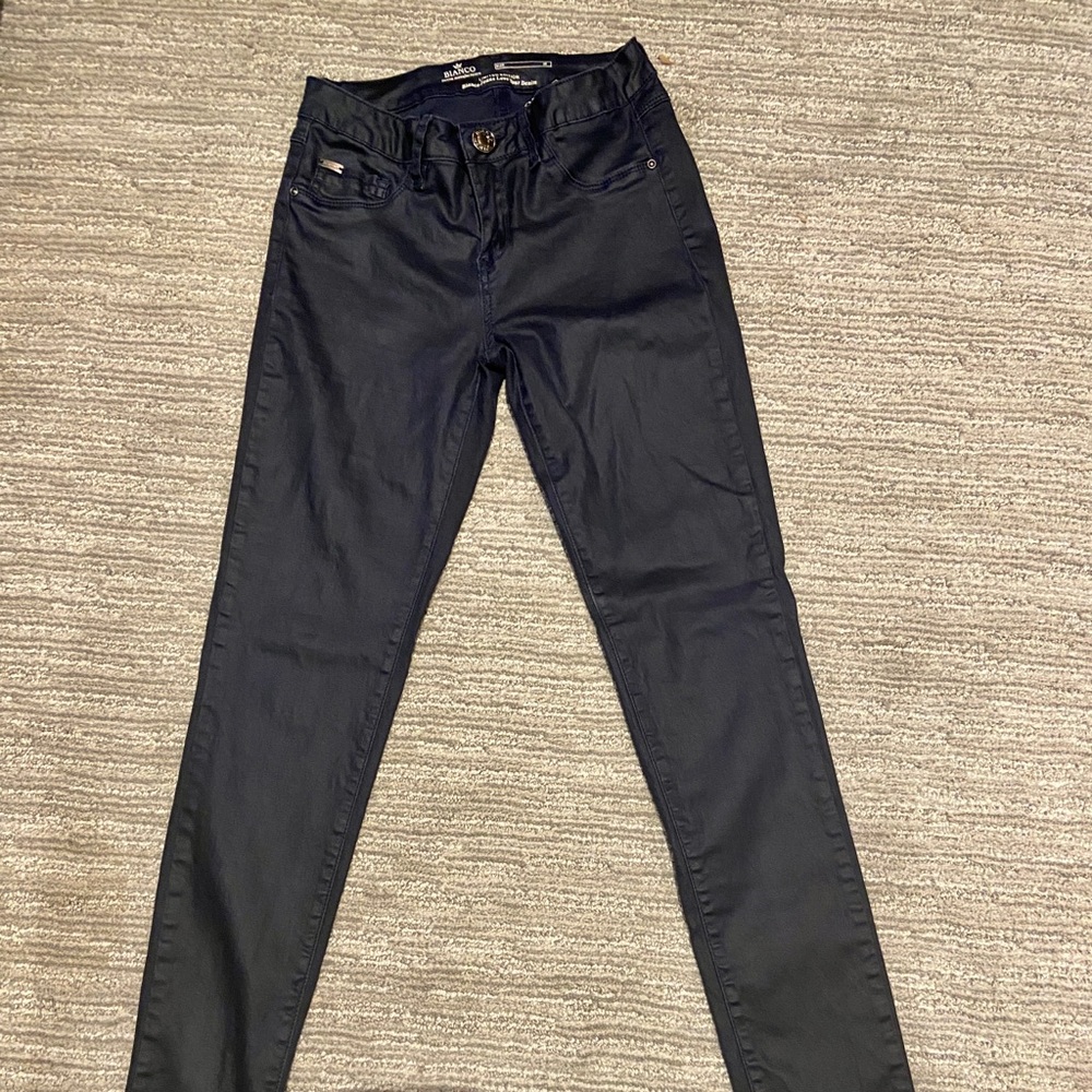 Like new, navy blue waxed denim jeans, limited edition Bianca Jeans, size 26